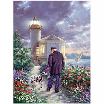 Полная 5D Diy Алмазная Картина Старик с собакой Вышивка Крестом Домашний Декор Ручной Работы Подарок 25x30cm