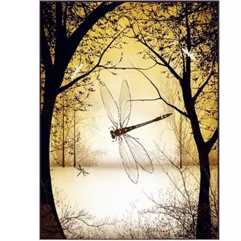 Полная 5D Diy Алмазная Картина Стрекоза Пейзаж Вышивка Крестом Домашний Декор Ручной Работы Подарок 25x30cm