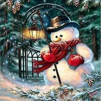 Полная 5D Diy Алмазная Картина Толстый Снеговик Алмазная Вышивка Крестом Домашний Декор Ручной Работы Подарок 25x25cm