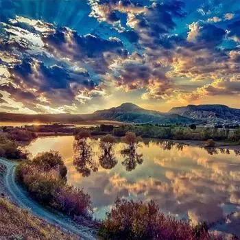 Полная 5D Diy Алмазная Картина Великолепный небесный пейзаж Вышивка Крестом Домашний Декор Ручной Работы Подарок 25x25cm