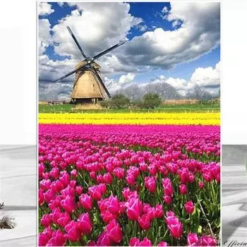 Полная 5D Diy Алмазная Картина Вертушка Цветок Алмазная Вышивка Крестом Домашний Декор Ручной Работы Подарок 25x30cm