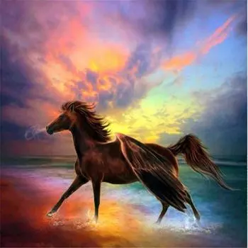 Полная 5D Diy Алмазная Картина Животное Поступь Лошади Вышивка Крестом Домашний Декор Ручной Работы Подарок 25x25cm