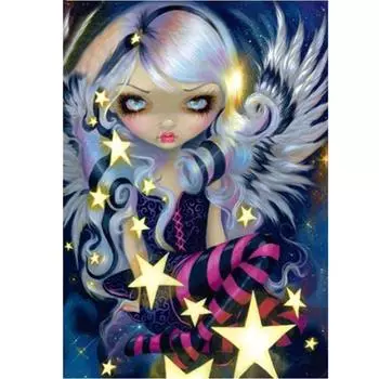 Полная 5D Diy Алмазная Картина Злая Маленькая Бабочка Девочка Вышивка Крестом Домашний Декор Ручной Работы 25x30cm