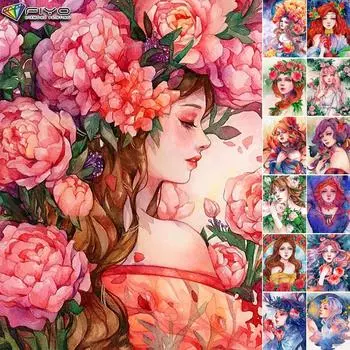 Полный 5D Diy Алмазная картина Цветок и девушка 5D Алмазная картина Full Round 20X30CM