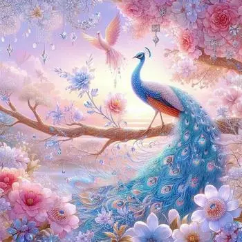 Полная алмазная картина Мечта Павлин Цветок Пейзаж Мозаика Алмазы Вышивка крестом Домашний декор Full Round 20x20CM
