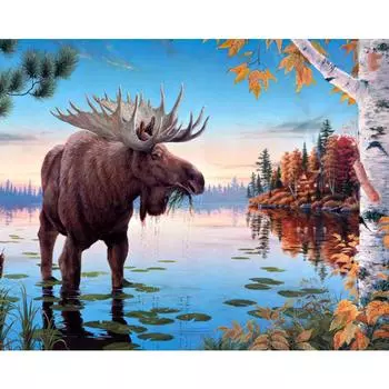 Полная Алмазная картина Животное 5D DIY Алмазная мозаика Вышивка Лось Алмазная вышивка крестом 20X30CM
