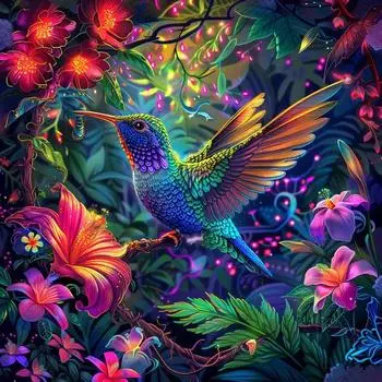 Полная алмазная картина Животное Птица Цветок Вышивка смолой 5D Diy Алмазная картина Ручная работа подарок Full Round 20x20CM