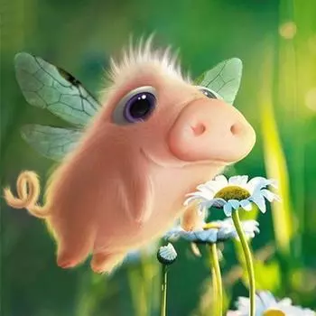 Полная Алмазная мозаика Свинья Алмазная картина Мультфильм 5d Алмазная вышивка Дисплей Изображение 20X30CM