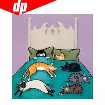 Полная Алмазная Вышивка Кошка 5D Алмазная Картина Вышивка Крестом 3D Алмазная Мозаика Рукоделие 20x20