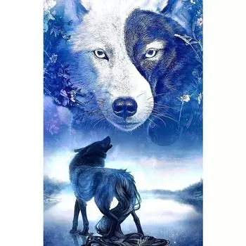 Полная Алмазная Вышивка Волк 5D DIY Алмазная Картина Вышивка Крестом Мозаика Изображение Стразы Домашний Декор Full Round 20X30CM