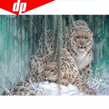 Полная Алмазная Вышивка Животное Леопард 5D Алмазная Картина Вышивка Крестом 20X30