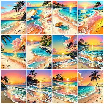 Полная алмазная вышивка закат пейзаж стразы картина картина морское побережье алмазная мозаика новое поступление ручная работа Full Round 20x30CM