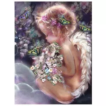 Полная алмазная живопись Baby Angel Butterfly Алмазная вышивка Мозаика-головоломка Изображение стразов 20X30CM