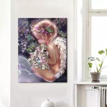 Полная алмазная живопись Baby Angel Butterfly Алмазная вышивка Мозаика-головоломка Изображение стразов 20X30CM