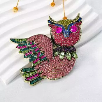 Полная бриллиантовая брошь в виде совы, винтажная брошь в виде птицы, коллекция животных, аксессуар для одежды и пальто