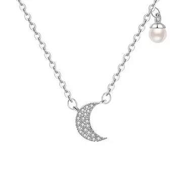 Полная бриллиантовая луна жемчужное ожерелье милый полумесяц ключичная цепочка легкая роскошная маленькая чувственная цепочка на шею женская