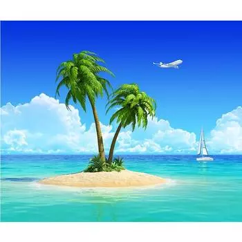 Полная DIY 5D Алмазная картина «Кокосовая пальма в море» Алмазная вышивка крестиком 20X30CM
