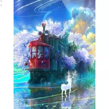 Полная вышивка 5D DIY Алмазная вышивка Мечта Лес Олень Алмазная картина Вышивка крестом Стразы 20X30CM