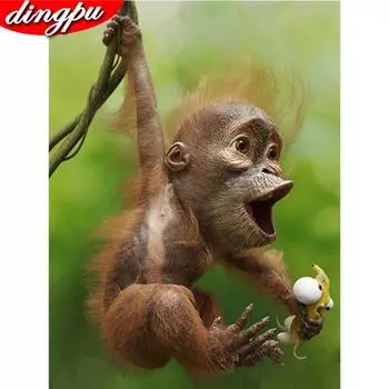 Полная дрель Алмазная картина 5D Животное Вышивка Мозаика Обезьяна Домашнее украшение 20X30CM