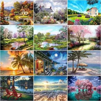 Полная дрель круглая алмазная картина 5d Пейзаж Diy Алмазная вышивка для взрослых Украшение дома Full Round 20x30CM