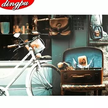 Полная дрель круглая Алмазная картина Велосипедная вышивка Мозаика Пейзаж Украшение дома 20X30CM