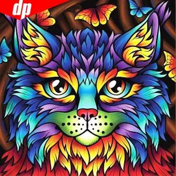 Полная круглая алмазная картина Кошка Алмазная вышивка Животное Алмазная мозаика Картина 30x30