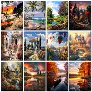 Полная круглая алмазная картина Луна 5D Diy Вышивка Пейзаж Мозаика Ручная работа Рукоделие Для Декора Стены Дома Full Round 20x30CM