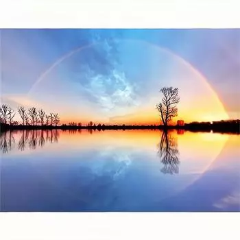 Полная круглая алмазная картина Радужное озеро 5D DIY Алмазная вышивка мозаика пейзаж художественные наборы для украшения дома 30x40 см/12x16 дюймов 30x40cm NO Frame