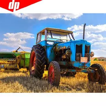 Полная круглая Алмазная мозаика Грузовик Алмазная картина Пейзаж Картина со стразами Алмазная вышивка 20X30
