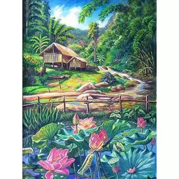 Полная круглая алмазная вышивка Дикий пейзаж 5D DIY Алмазная картина Вышивка крестом Стразы 20X30CM