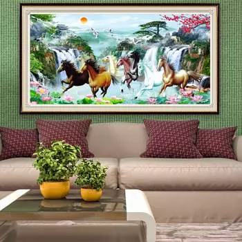 Полная круглая Алмазная вышивка Распродажа Природный пейзаж Цветок Алмазная мозаика Лошадь Алмазная картина Вышивка крестом Домашний декор Full Round 20x50CM