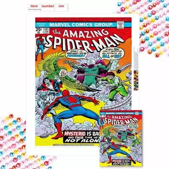 Полная круглая алмазная живопись Человек-паук сражается со злодеем Искусство Стразы Картина Мозаика DIY 5D Вышивка крестом Домашнее украшение Round 20x30cm