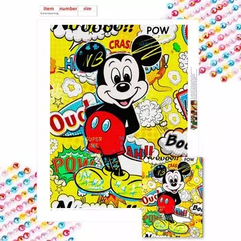 Полная круглая алмазная живопись Изобретательные идеи Микки Искусство Стразы Картина Мозаика DIY 5D Вышивка крестом Домашнее украшение Round 20x30cm