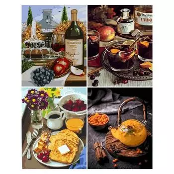 Полная круглая алмазная живопись Кухня Еда Фрукты Вино Алмазная вышивка ремесленные настенные художественные картины для украшения дома Full Round 20x30CM