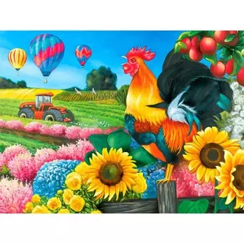 Полная круглая алмазная живопись Курица Мозаика Цветочная картина Стразы Вышивка Ферма Пейзаж Новое поступление Настенное искусство Full Round 20x30CM