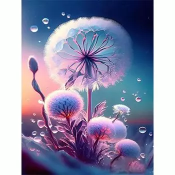 Полная круглая алмазная живопись Одуванчик Пейзаж Вышивка крестиком картина со стразами для домашнего декора 30x40 см/12x16 дюймов 30x40cm NO Frame
