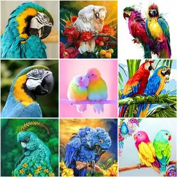 Полная круглая алмазная живопись Попугай Мозаика Алмазная вышивка Набор для вышивки крестом Животные Птица Новогодний подарок Украшение дома Full Round 20x20CM