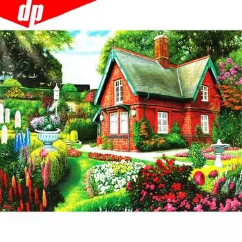 Полная круглая алмазная живопись Сад Алмазная вышивка Продажа 5D Diy Алмазная мозаика Пейзаж 20X30