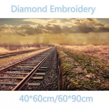 Полная круглая дрель 5D DIY Алмазная картина Железнодорожная Алмазная вышивка 20X30CM