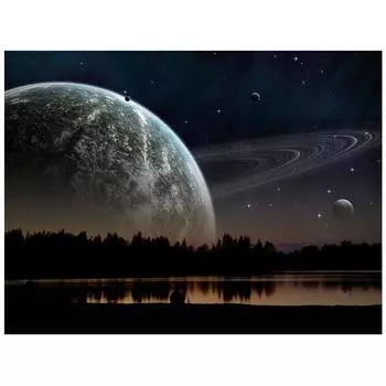 Полная круглая дрель Алмазная вышивка Космическая планета Звезды Алмазная картина Вышивка крестом 20X30CM