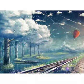 Полная круглая дрель Алмазная вышивка Железная дорожка Вид 5D DIY Алмазная картина Вышивка крестом Стразы 20X30CM