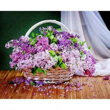 Полная круглая дрель DIY Алмазная вышивка Фиолетовая лаванда Алмазная картина 20X30CM