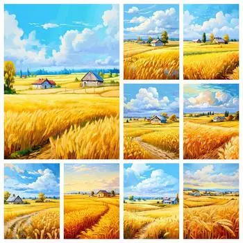 Полная квадратная алмазная картина деревенский пейзаж стразы картина дом мозаика ферма новое поступление вышивка настенное искусство Full Round 20x30CM