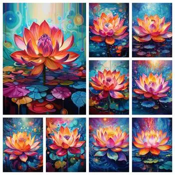 Полная квадратная алмазная картина лотос новое поступление алмазная вышивка цветок стразы картина мозаика ручная работа Full Round 20x30CM