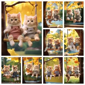 Полная квадратная алмазная мозаика кошка картина из стразов алмазная живопись животное рукоделие вышивка декор для дома Full Round 20x30CM