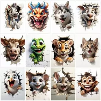 Полная квадратная алмазная мозаика тигр животное стразы картина лошадь картина кролик кошка вышивка дракон ручная работа Full Round 20x30CM