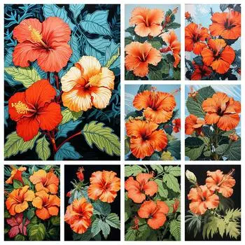 Полная квадратная алмазная вышивка цветы гибискуса картина из страз мозаичные наборы DIY живопись декор для дома Full Round 20x30CM
