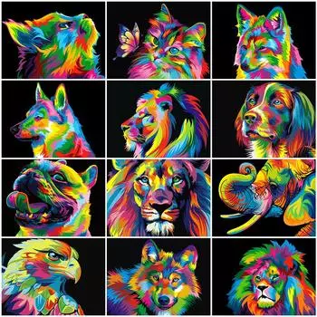 Полная квадратная алмазная вышивка Кошка Собака Животное Волк Алмазная мозаика Лев Рукоделие Наборы для рисования Сделай Сам Ручная работа Хобби Full Round 20x30CM