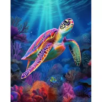 Полная квадратная алмазная вышивка, мозаика с животными, алмазная картина, морская черепаха, вышивка крестом, стразы, настенный декор Full Round 20x30CM