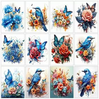 Полная квадратная круглая алмазная картина бабочка птица домашний декор вышивка мозаика животное цветок настенное искусство Full Round 20x30CM
